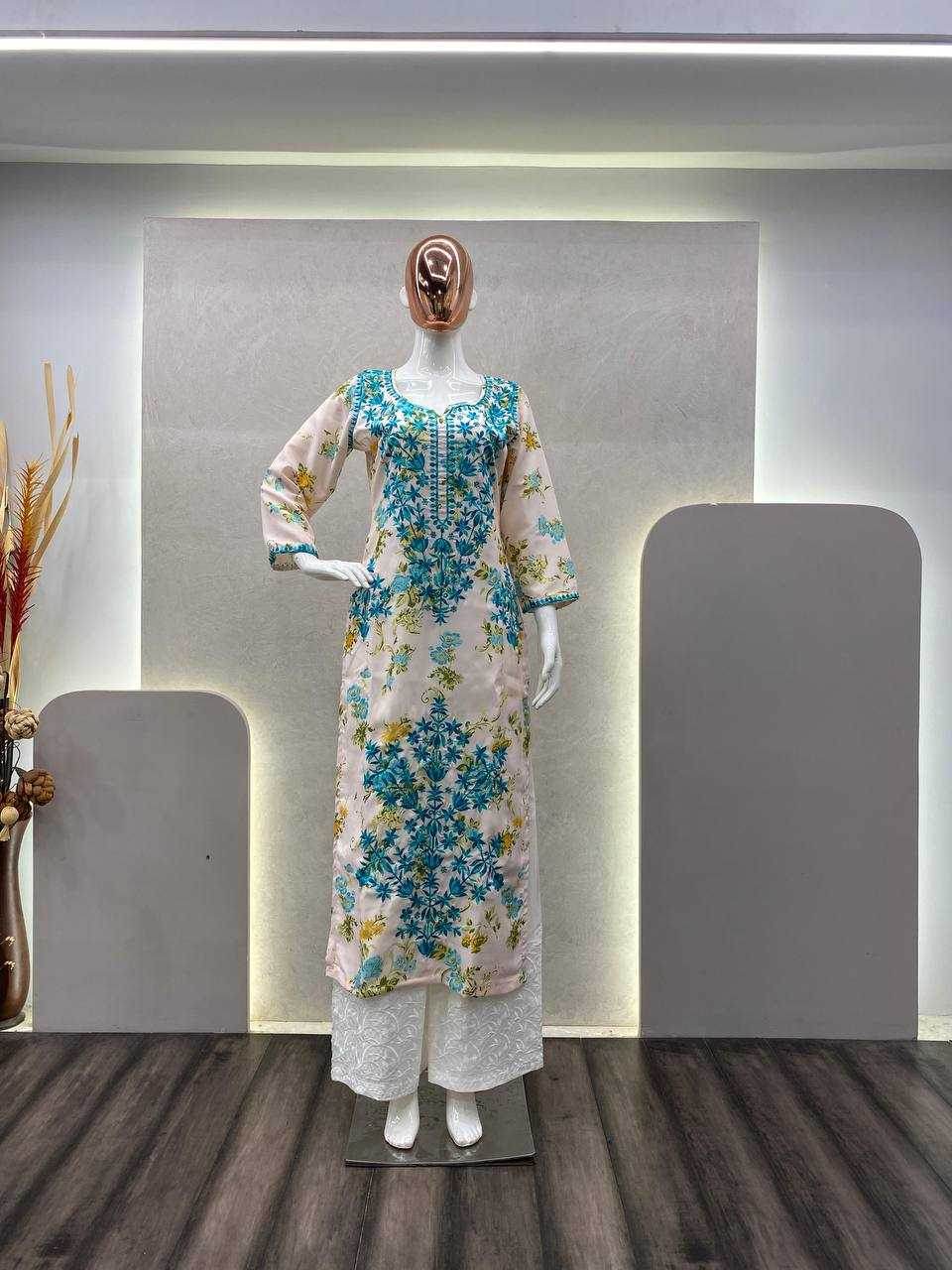 RAYON EMBROIDERED KURTIS WITH BOTTOM - MYLUXURY LANE ENTERPRISE